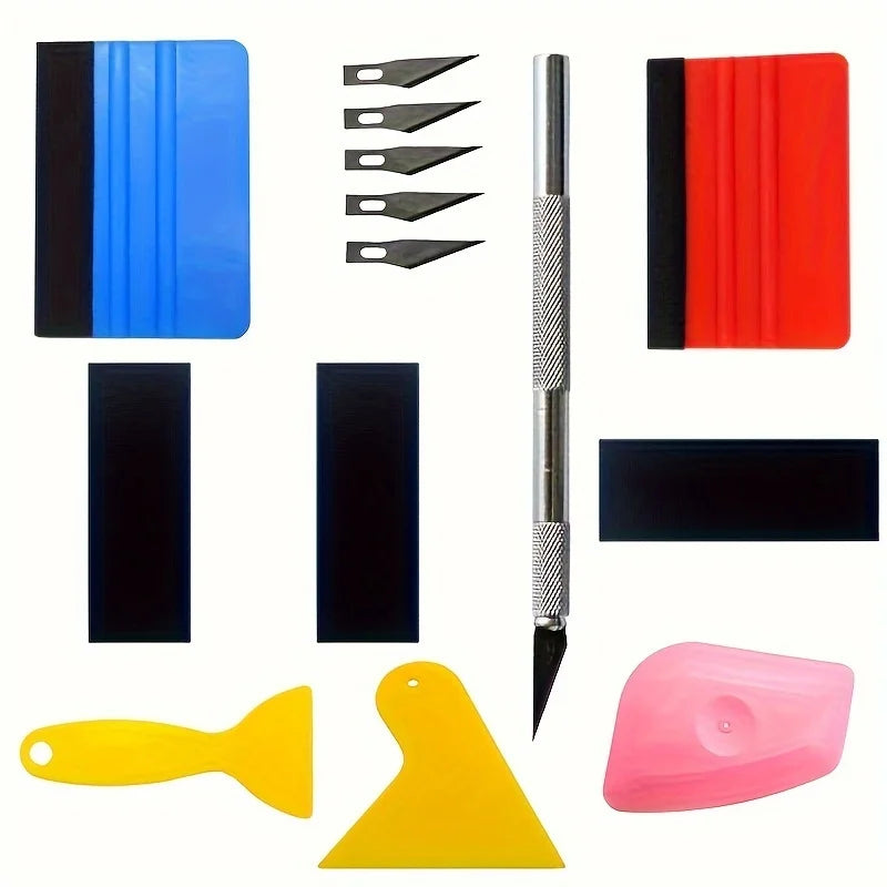 Application Tools Kit | Set Vinyl Wraps Tool | Squeegee Scraper Cutter Knife for Security Film